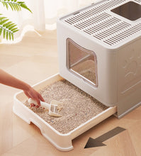 Extra large cat litter box, fully enclosed, top in folding drawer, splash proof, deodorizing, cat toilet, cat supplies