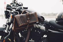 Harley motorcycle folding top layer cowhide shoulder bag, casual trend motorcycle men's crossbody bag, crazy horse leather motorcycle back