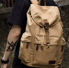 Retro men's canvas backpack, college student backpack, trendy casual large capacity travel bag, backpack, men's bag