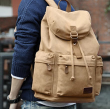 Retro men's canvas backpack, college student backpack, trendy casual large capacity travel bag, backpack, men's bag