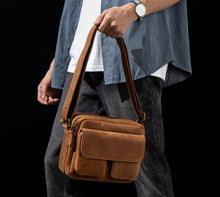 Slow Time Retro Handmade Crazy Horse Leather Crossbody Bag Men's Baotou Layer Leather Shoulder Bag Leather Backpack Casual Shoulder Bag