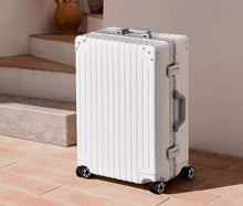 EAZZ luggage for women, 20 inch aluminum frame suitcase for men, large capacity, sturdy and durable, boarding password, travel leather suitcase