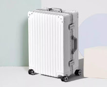 EAZZ luggage for women, 20 inch aluminum frame suitcase for men, large capacity, sturdy and durable, boarding password, travel leather suitcase