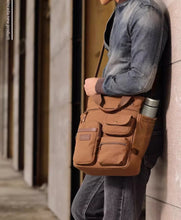 Postman bag, men's laptop bag, multifunctional briefcase, business shoulder bag, canvas crossbody, large capacity backpack