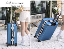 Korean version luggage, female suitcase, male student travel suitcase, universal wheel leather box, large capacity password box, aluminum frame design