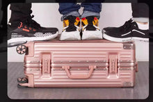 Travel suitcase, aluminum frame, 20 pull rod suitcase, universal wheels, 24 female and male students, 26 boarding leather suitcase, 29 inches durable