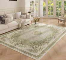 Light luxury high-end green carpet living room, no wash, erasable sofa, coffee table, floor mat 2024 new French style bedroom bedside