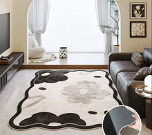 Thickened double-layer removable washable machine washable antique style carpet living room 2024 new non adhesive floor mat removable