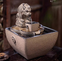 Daily wealth, flowing water, generating wealth, ornaments, circular water scenery, new Chinese style office, front desk, tea room, desktop, opening gifts