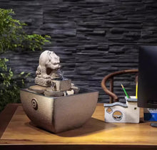 Daily wealth, flowing water, generating wealth, ornaments, circular water scenery, new Chinese style office, front desk, tea room, desktop, opening gifts