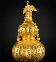 Copper Baifu gourd ornament, pure brass desktop, living room, office entrance, attracting wealth, receiving wealth, town residence, large decoration