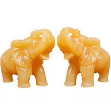 Natural Jade Elephant Ornament Living Room Wealth Attraction Stone Carving Rice Yellow Jade Elephant Ornament Pair Office Gift Decoration