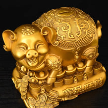 Copper pig ornaments attract wealth and prosperity, pig wealth and prosperity, pig piggy bank attracts wealth and wealth, copper pig ornaments are home decoration gifts