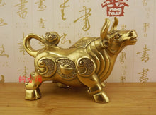 Large size pure copper ox ornament, money ox, copper ox, zodiac ox, Wall Street ox, office desk, living room decoration crafts