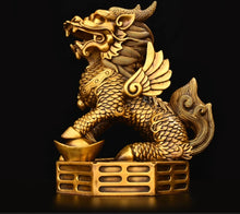 A pair of bronze qilin ornaments with eight trigrams, suitable for home use, wealth management, office, living room, foyer, bedroom decoration