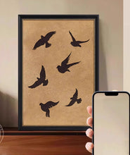 Solid wood frame with ancient style entrance decoration painting, flying bird living room, French retro sofa, background wall hanging painting