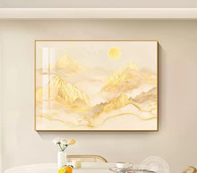 Rizhao Jinshan Restaurant Decoration Painting Modern Simplicity, Light Luxury, High End, Gold Foil Mural with Back to Mountain, Living Room Hanging Painting