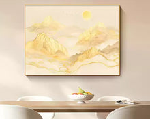 Rizhao Jinshan Restaurant Decoration Painting Modern Simplicity, Light Luxury, High End, Gold Foil Mural with Back to Mountain, Living Room Hanging Painting