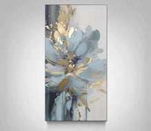Modern entrance hand-painted oil painting, light luxury blue flower texture decoration painting, high-end floral corridor three-dimensional hanging painting