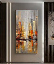 Pure hand drawn abstract oil painting, Dafen Village light luxury style entrance decoration painting, modern minimalist living room vertical texture hanging painting