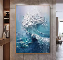 Dafen Village hand-painted texture oil painting, modern simplicity, light luxury, restaurant entrance, abstract decoration of waves, floor hanging painting