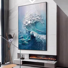 Dafen Village hand-painted texture oil painting, modern simplicity, light luxury, restaurant entrance, abstract decoration of waves, floor hanging painting