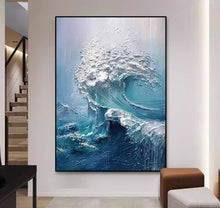 Dafen Village hand-painted texture oil painting, modern simplicity, light luxury, restaurant entrance, abstract decoration of waves, floor hanging painting