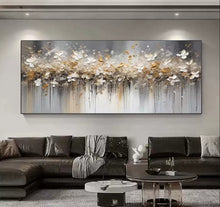 Pure hand drawn oil painting, light luxury abstract hanging painting, modern living room sofa decoration painting, hotel handmade horizontal texture mural painting