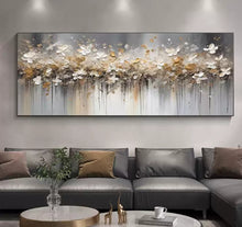 Pure hand drawn oil painting, light luxury abstract hanging painting, modern living room sofa decoration painting, hotel handmade horizontal texture mural painting