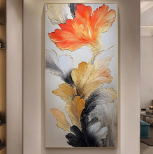 Hand drawn oil painting, modern luxury entrance decoration painting, vertical abstract floral texture painting, corridor hanging painting