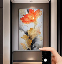 Hand drawn oil painting, modern luxury entrance decoration painting, vertical abstract floral texture painting, corridor hanging painting