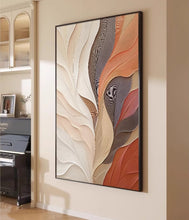 Wabi Sabi style orange living room decoration painting texture abstract sofa background wall mural modern minimalist foyer hanging painting