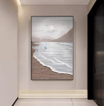 Modern minimalist living room decoration painting, smooth sailing, three-dimensional sandstone hanging painting, high-end entrance hall landscape painting