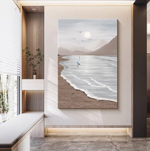 Modern minimalist living room decoration painting, smooth sailing, three-dimensional sandstone hanging painting, high-end entrance hall landscape painting