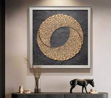 Stone running entrance hall decoration painting abstract square restaurant mural modern light luxury high-end feeling living room hanging painting