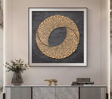 Stone running entrance hall decoration painting abstract square restaurant mural modern light luxury high-end feeling living room hanging painting