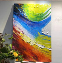 Hand drawn oil painting, modern three-dimensional black and white orange waves, abstract living room sofa, background wall, entrance texture decoration painting