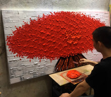 Living room, light luxury, simple, pure handmade, oil painting, sofa, background wall, mural, entrance decoration, finished product, hanging painting, attracting wealth tree