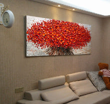 Living room, light luxury, simple, pure handmade, oil painting, sofa, background wall, mural, entrance decoration, finished product, hanging painting, attracting wealth tree