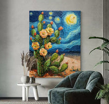 Van Gogh Starry Sky Cactus Flower Living Room Wall Decoration Painting Hand drawn Oil Painting World Famous Painting Entrance Hanging Painting Mural Painting