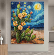 Van Gogh Starry Sky Cactus Flower Living Room Wall Decoration Painting Hand drawn Oil Painting World Famous Painting Entrance Hanging Painting Mural Painting