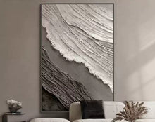 Wave pure hand-painted living room sofa background wall hanging painting abstract texture sense entrance decoration painting large floor mural