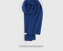 Aouu Lee Klein Blue Women's Solid Color Scarf with White Yarn Men's Scarf, Korean Spring and Autumn Winter Shawl Couple Style