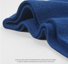 Aouu Lee Klein Blue Women's Solid Color Scarf with White Yarn Men's Scarf, Korean Spring and Autumn Winter Shawl Couple Style