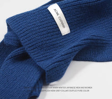 Aouu Lee Klein Blue Women's Solid Color Scarf with White Yarn Men's Scarf, Korean Spring and Autumn Winter Shawl Couple Style