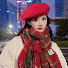 Official website Little C&K flagship store red Christmas style checkered scarf for winter 2024 new versatile warm scarf for women