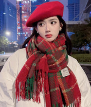 Official website Little C&K flagship store red Christmas style checkered scarf for winter 2024 new versatile warm scarf for women