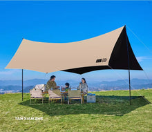 Explorer's black rubber canopy tent, outdoor equipment, camping tables and chairs, camping six piece set, no need to build sun protection and sunshade shed
