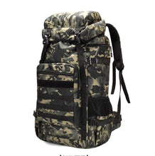 Men's hiking backpack 70 liters, large capacity camouflage camping backpack, outdoor women's luggage backpack