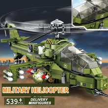 DIY Assembly Helicopter Building Toy Kids Intelligent Model Fighting Aircraft Construction Set 538pcs Military Blocks